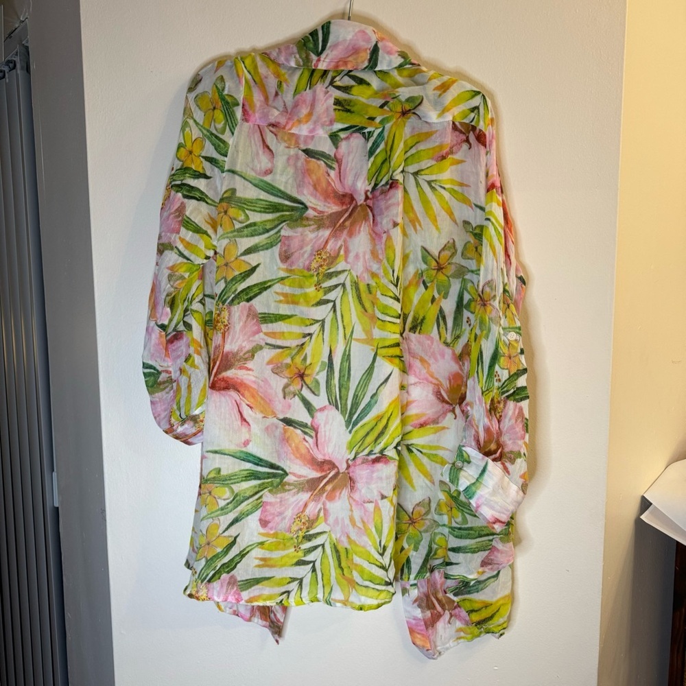 Charlie Paige Floral Bright Swim Button Up Blouse/Cover Up Size Medium - Picture 2 of 4